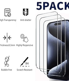 economico -5 pezzi Protezione schermo Per Apple iPhone16 iPhone 15 Pro Max 14 Plus 13 12 11 Pro Max Vetro temperato Durezza 9H Anti-impronte Alta definizione (HD) A prova di esplosione Compatibile con 3D touch
