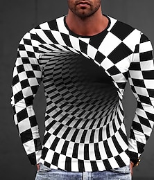 お買い得  -グラフィック テクノロジー ファッション デザイナー カジュアル 男性用 3Dプリント Tシャツ スポーツ・アウトドア 祝日 お出かけ Tシャツ ブラック / ホワイト ブラック ルビーレッド 長袖 クルーネック シャツ 春 & 秋 衣類 S M L XL 2XL 3XL 4XL