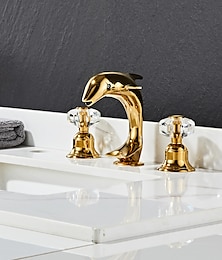 economico -Lavandino rubinetto del bagno - Separato Cromo / Nichel spazzolato / Galvanizzato A 3 fori Due maniglie Tre foriBath Taps