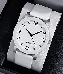 abordables -Montre de loisirs en cuir pour hommes, analogique, à quartz, simple, cadran rond, horloge, cadeau