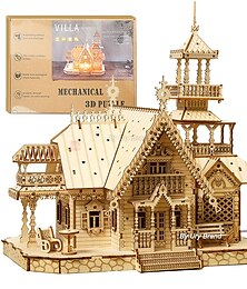 abordables -Puzzle 3d en bois, maison de villa, château royal, jouet d'assemblage léger, kits de modèles de bricolage pour enfants et adultes, décoration de bureau en cadeau