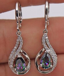 cheap -Women's Zircon Drop Earrings Fine Jewelry Classic Precious Personalized Stylish Silver Earrings Jewelry Gold / White For Gift Festival 1 Pair