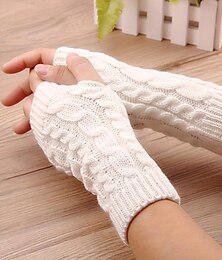 cheap -Monochrome Knitted Gloves Short Half Finger Warm Gloves Elastic Fingerless Touch Screen Fall Winter Gloves