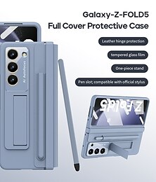 billiga -Telefonfodral för Samsung Galaxy Z Fold 6 Z Fold 5 Z Fold 4 Bakre Fodral med Ställhållare med Skärmskydd med S Pen Solid Färg PC PU Läder