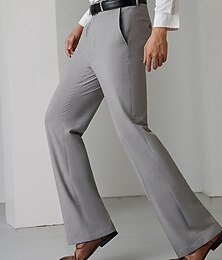 お買い得  -男性用 ズボン スーツ フレアパンツ スーツパンツ ポケット 平織り 履き心地よい ソフト アウトドア 日常 お出かけ ファッション カジュアル ブラック ホワイト