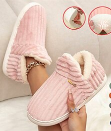 abordables -Pantuflas de felpa rosa para mujer con forro polar: cómodas zapatillas de casa de invierno antideslizantes para mayor comodidad en el hogar
