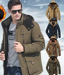 abordables -chaqueta de lana de invierno para hombre chaquetas tácticas militares espesar chaquetas cálidas rompevientos con capucha desmontable gabardinas deportivas parka superior forro polar de talla grande bolsillos múltiples ropa de abrigo informal marrón