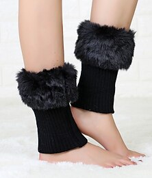billige -efterår og vinter kort stil manchet plys isolering sokker og støvler betræk til kvinders strikkede uld benbeskyttere