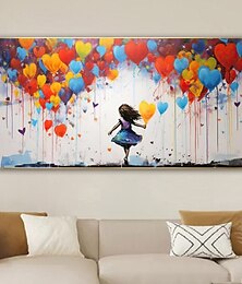 preiswerte -Großer Ballon-Mädchen-Traum, große Träume, Graffiti-Leinwand-Wandkunst, handgemaltes Gril-Ölgemälde, Straßenkunst, handgefertigte Graffiti-Kunst, Träume auf Leinwand für Heimdekoration, ohne Rahmen