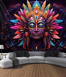 preiswerte -Schwarzlicht-Wandteppich, UV-reaktiv, leuchtet im Dunkeln, Pharao, Ägypten, trippy neblige Naturlandschaft, hängender Wandteppich, Wandkunst-Wandbild für Wohnzimmer, Schlafzimmer