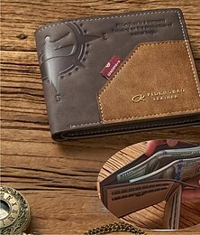 economico -portafoglio corto da uomo in pelle vintage fermasoldi porta carte multi-carta portafoglio orizzontale bifold con tasca portamonete con cerniera regalo per uomo