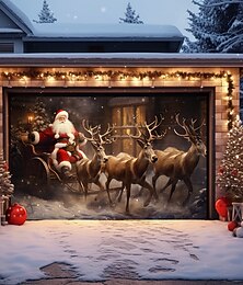 economico -decorazioni natalizie per porte, copertura per porta da garage esterna, babbo natale, striscione per porta natalizia, babbo natale, pupazzo di neve, grande sfondo murale per porta, decorazione per le