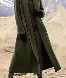 cheap -Women's Long Coat Overcoat Open Front Trench Coat Warm Winter Coat Long Sleeve with Pockets Oversize Black Army Green Gray