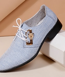 baratos -Homens Oxfords Retro Sapatos formais Caminhada Casual Diário Couro Confortável Com Cadarço Azul Claro Preto Azul Primavera Outono