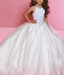 preiswerte -Prinzessin Pinsel Schleppe Blumenmädchenkleid Hochzeitsfeier Mädchen Süßes Ballkleid Organza mit Einheitliche Farbe Mini-Hochzeit Fit 3-16 Jahre
