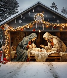 olcso -karácsonyi ajtódíszek betlehem kültéri garázsajtó burkolat karácsonyi ajtó transzparens buli nagy ajtó falfestmény háttér dekoráció nyaraló fali díszei