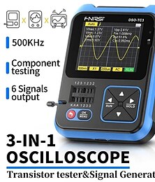 cheap -3 in 1 Digital Oscilloscope Transistor Tester Function Signal Generator Meter Handheld Oscilloscope 2.4inch TFT Display 10MS/s Sample Rate 500KHz Bandwidth Oscillometer