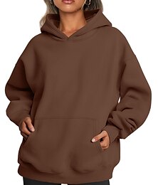 abordables -Sudadera Pullover Plano Bolsillo delantero Para Mujer Adulto No imprime Calle Casual Diario