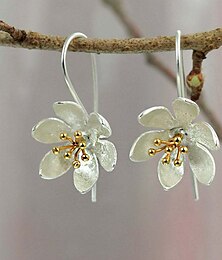 abordables -Femme Boucle d'Oreille Créoles Bijoux Fins Classique Forme de fleur Elégant mode Des boucles d'oreilles Bijoux Argent Pour Cadeau Festival 1 paire