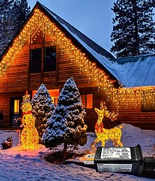 abordables -1 paquet de lumières de Noël en forme de glaçon, 96 LED 4 m, 8 modes et minuterie, blanc chaud, blanc froid, multicolore, ampoule étanche connectable, guirlande lumineuse d'extérieur pour vacances,