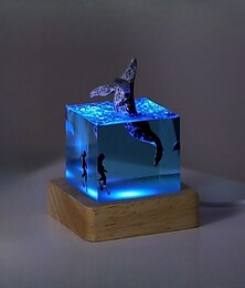 economico -balena in resina marina megattera cubo da 5 cm/2 pollici ornamento mini luce notturna luminosa regalo di compleanno di Natale