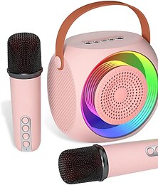 economico -Macchina Karaoke Mini Portatile Altoparlante Karaoke Bluetooth con 2 Microfoni Wireless e Luci LED per Feste in Casa Regali di Compleanno
