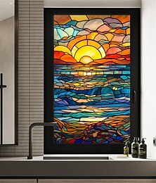 cheap -Colorful Window Stickers Stained Glass Electrostatic Removable Window Privacy Stained Decorative Film for Home Office