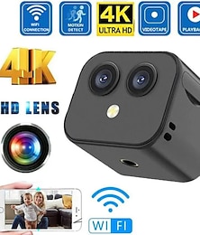 Недорогие -4K двойная линза WiFi мини-камера - домашняя смарт-система безопасности с инфракрасным ночным видением обнаружение движения HD-видеорегистратор