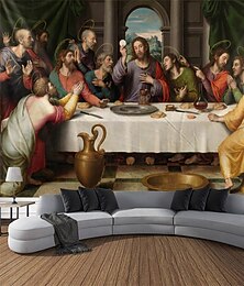 abordables -Tapiz colgante de arte religioso renacentista, arte de pared, tapiz grande, decoración mural, fotografía, telón de fondo, manta, cortina, decoración del hogar, dormitorio, sala de estar, témpera, la