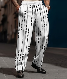 abordables -Géométrie Rétro Vintage Homme Impression 3D Pantalon Extérieur Plein Air Travail Polyester Noir Blanche bleu marine S M L Taille haute Élasticité Pantalon
