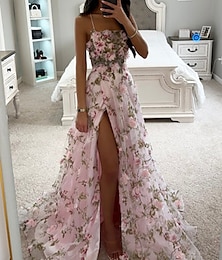 cheap -A-Line Prom Dresses Corsets Dress Formal Evening Party Court Train Sleeveless Spaghetti Strap Tulle with Slit 2024