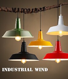 economico -lampadario vintage magazzino luci decorative lampada a sospensione vecchio stile lampada a sospensione industriale a cupola e27 base luci a sospensione per negozio di abbigliamento ufficio 110-240v