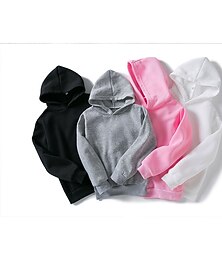 billiga -Barn Unisex Huvtröja Ensfärgat Långärmad Vår Höst Vinter Förtjusande Dagligen Polyester Skola Utomhus Ledigt