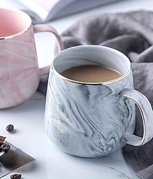 abordables -Taza de café aislada con diseño de mármol nórdico, con borde dorado, taza de cerámica creativa para parejas, 1 ud.