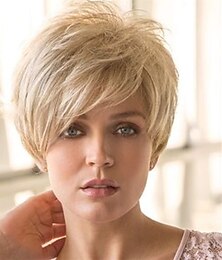 cheap -Short Blonde Pixie Cut Wigs for White Women Blonde Synthetic Wigs Natural Layered Short Hair Wigs for Daily Party Use And Halloween …