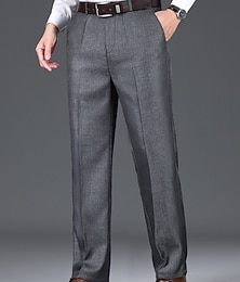 abordables -Hombre pantalones de traje Pantalones Pantalones de traje Bolsillo Plano Comodidad Transpirable Exterior Diario Noche Moda Casual Negro Azul polvoriento