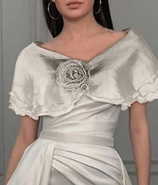abordables -Châles Etoles de Femme Elégant Couleur pleine Sans Manches Organza Boléros de Mariage Avec Fleur Pour Soirée Printemps été