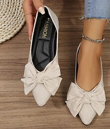 abordables -Mocasines elegantes con punta en punta y lazo para mujer: mocasines elegantes sin cordones para uso informal, de oficina y de fiesta