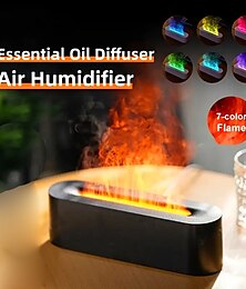 رخيصةأون -مرطب هواء معطر برائحة اللهب، جهاز صنع ضباب بارد بالموجات فوق الصوتية، ناشر زيوت عطرية LED، مرطب لهب بـ 7 ألوان