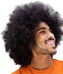 billiga -smilco kort svart fluffig disco afro hippie peruker, lockig afro peruk för män, 70-tal 80-tal afro peruker anime rocker peruk kostym cosplay halloween dagligt bär peruk värmebeständig syntetisk peruk