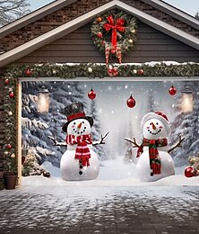 preiswerte -Weihnachtstürdekorationen für den Außenbereich, Garagentorabdeckung, Schneemann, Weihnachtstürbanner, Party, große Türwandkulisse, Dekoration für den Urlaub, Wanddekorationen für zu Hause