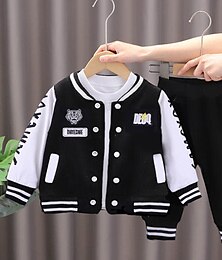 cheap -2 Pieces Toddler Girls' Cartoon Side Stripe Pants Suit Set Long Sleeve Daily Outdoor 3-7 Years Fall Black Pink