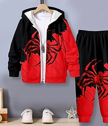 cheap -Boys 3D Spider Hoodie & Pants Set Long Sleeve 3D Printing Fall Winter Active Fashion Cool Polyester Kids 3-12 Years Outdoor Street Vacation Regular Fit