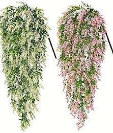 Χαμηλού Κόστους -2 τμχ ψεύτικο κρεμαστό λουλούδι, τεχνητή λεβάντα μπουκέτο αμπέλου κρεμαστά φυτά ψεύτικα αμπελόφυλλα κισσού για αίθριο κρεβατοκάμαρα σπιτιού διακόσμηση τοίχου εσωτερικού χώρου, διακόσμηση σπιτιού, αισθητική διακόσμηση δωματίου