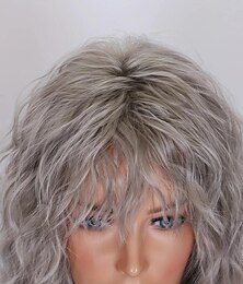 economico -parrucche bianche per capelli lunghi a onda d'acqua con frangia parrucche sostitutive dei capelli in fibra sintetica da 20 pollici per le donne per anime cosplay costume di halloween usura del partito