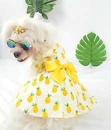 ieftine -rochie de vară pentru animale de companie rochie de câine cu bowknot & model de ananas pentru câine mijlociu mic & haine pentru animale de companie