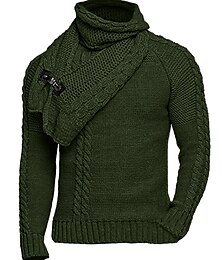 abordables -Hombre Suéter de punto Abrigo de cuello alto Suéter recortado Estriado Cable Tejer Regular Botón De Punto Plano Cuello Alto Mantiene abrigado Contemporáneo moderno Ropa Cotidiana Noche Ropa Otoño