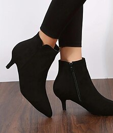 economico -stivaletti alla caviglia eleganti da donna in finta pelle scamosciata nera con punta affilata e chiusura con cerniera - ideali per eventi serali, abbigliamento da ufficio e uscite alla moda
