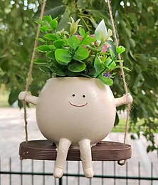 cheap -Swing Face Planter Pot Hanging Head for Indoor Outdoor Plant Succulent Pots String of Pearls Live Resin Flower Best Gift Mother and Teacher Appreciation