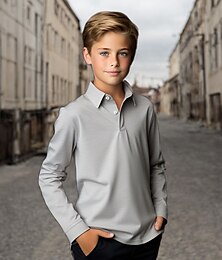 ieftine -Copii Băieți Tricou Tee Culoare solidă Manșon Lung Copii Top Școală Zilnic Toamnă Iarnă Galben 7-13 ani